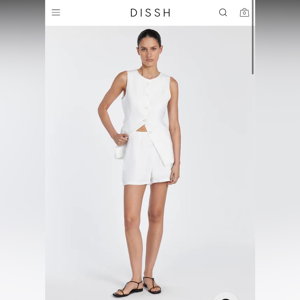 DISSH Jessie White Linen High Waist Shorts